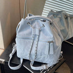 Front Pocket Chain Accent Bucket Bag