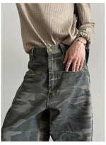 Front Pocket Washed Camouflage Jeans