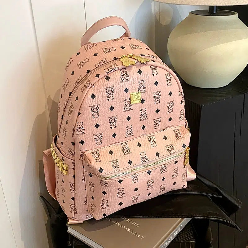 Front Pocket Zipper Patterned Backpack