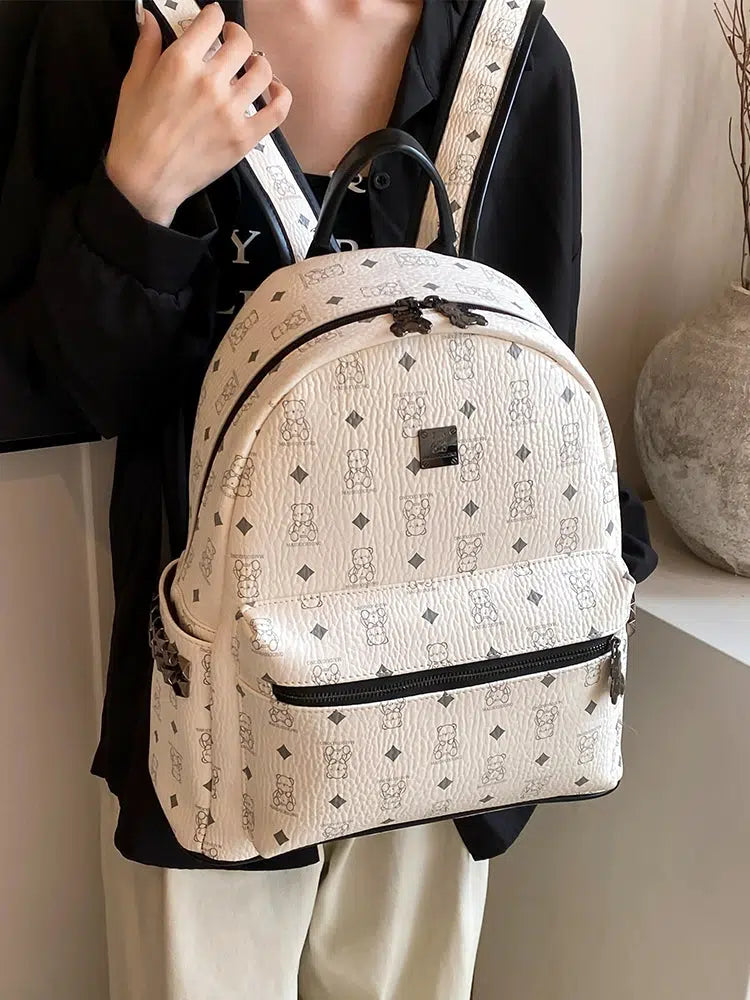 Front Pocket Zipper Patterned Backpack