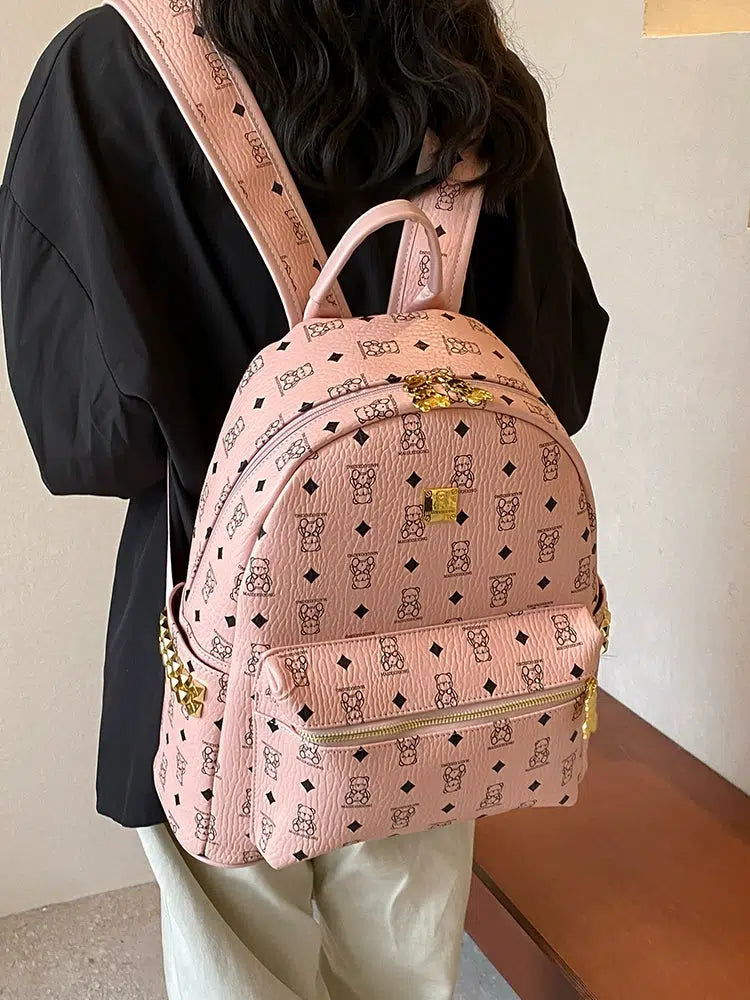 Front Pocket Zipper Patterned Backpack