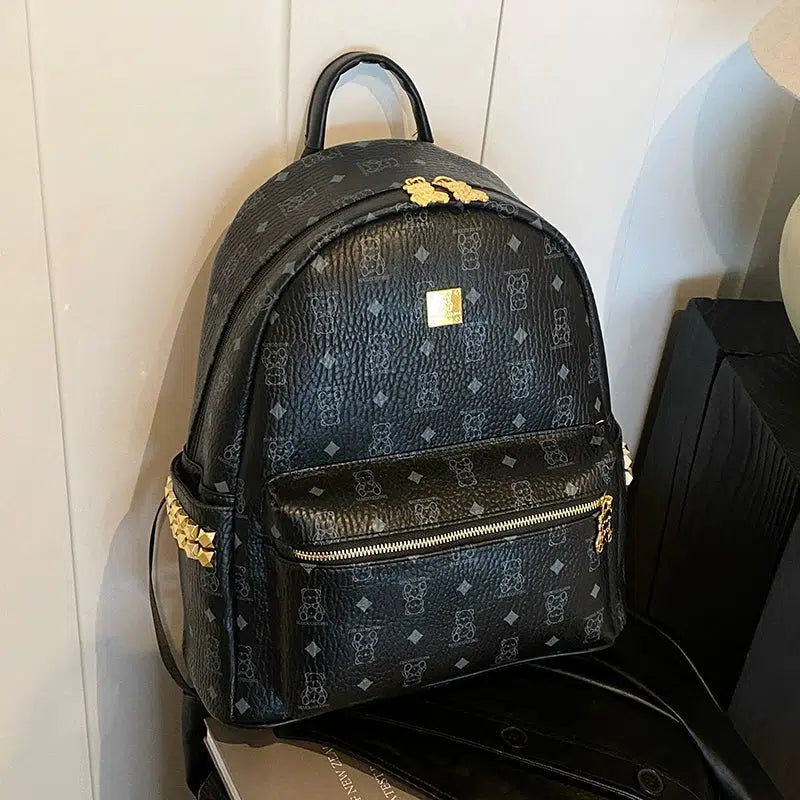 Front Pocket Zipper Patterned Backpack