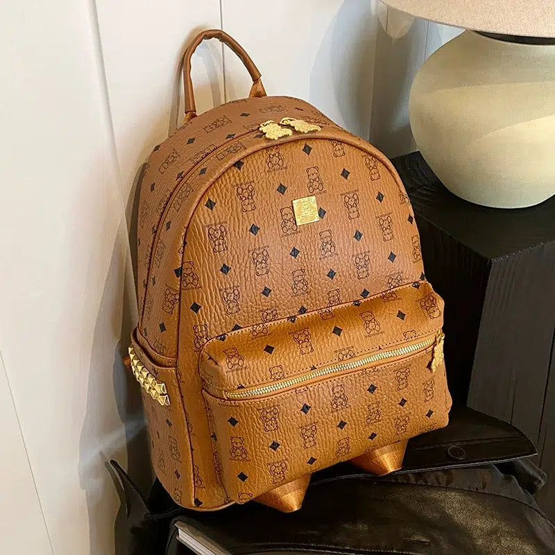 Front Pocket Zipper Patterned Backpack