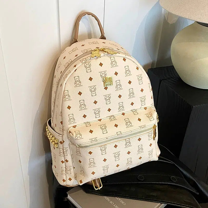 Front Pocket Zipper Patterned Backpack