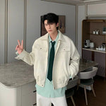 Front Pockets Classic Leather Jacket