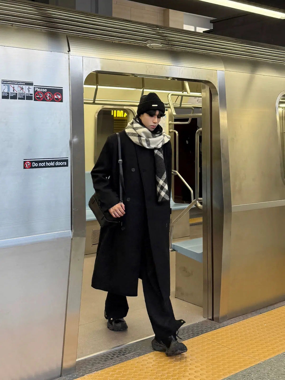 Front Pockets Long Woolen Coat