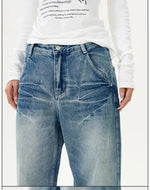 Front Pockets Wide-Leg Denim Pants