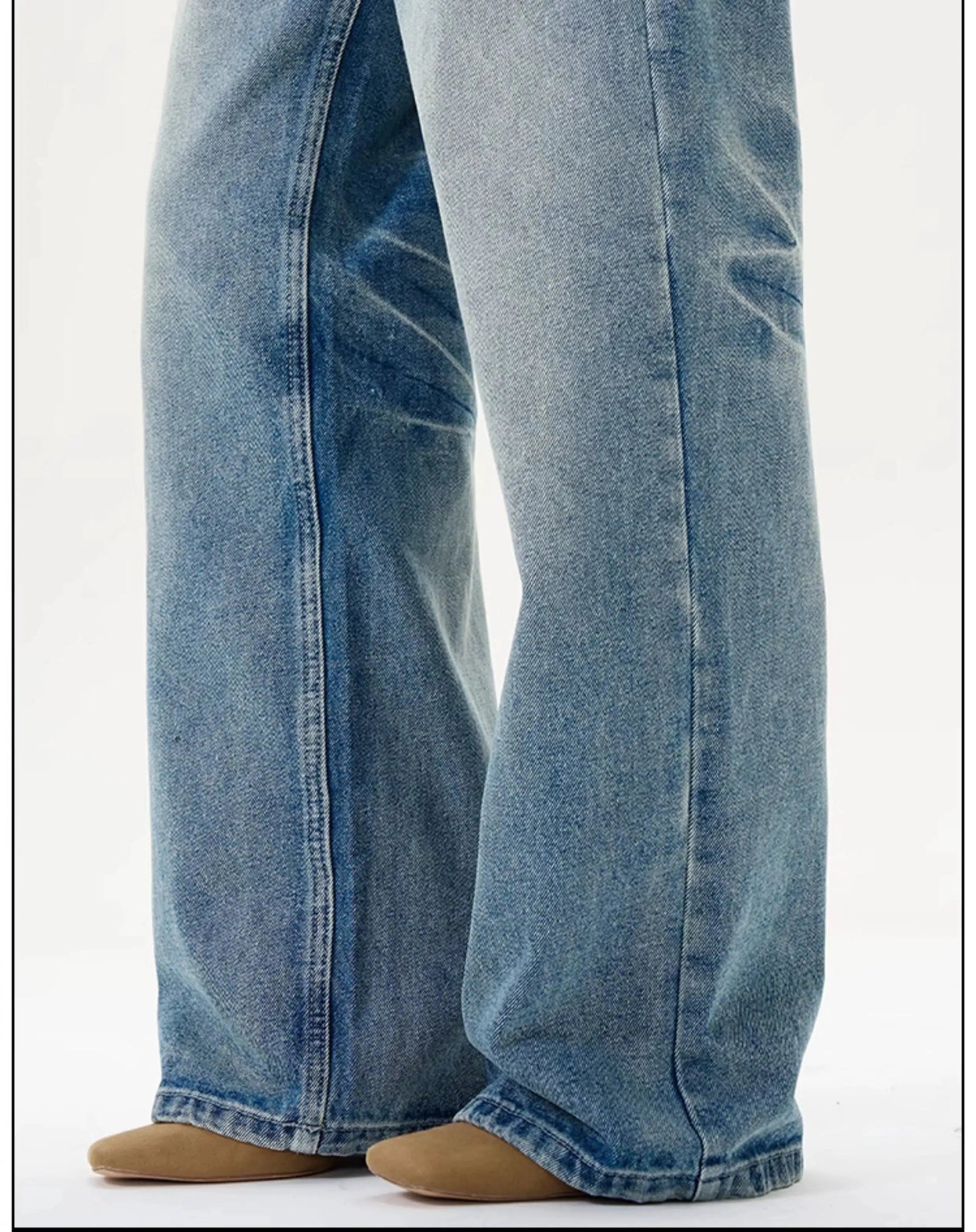 Front Pockets Wide-Leg Denim Pants