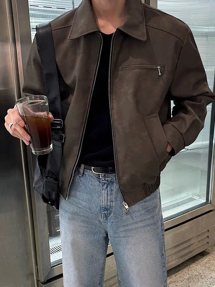 Front Zipper Leather Jacket