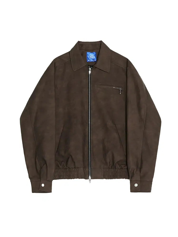 Front Zipper Leather Jacket