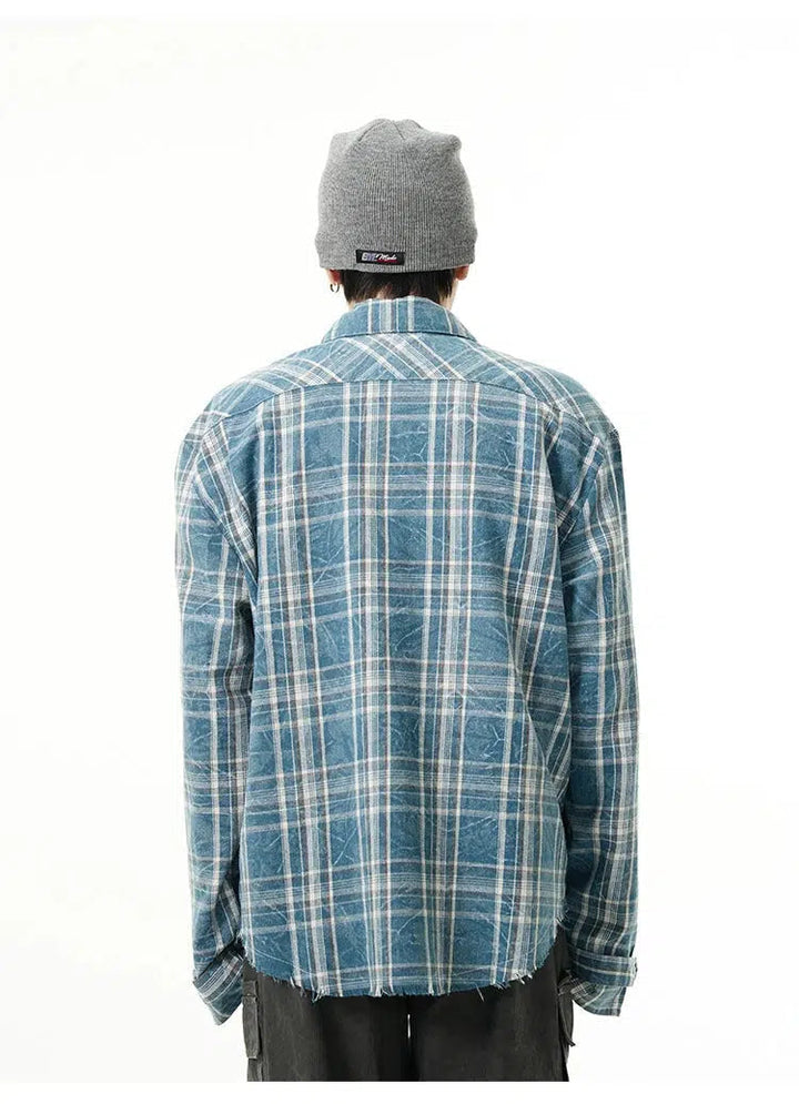 Full Zip Blue Plaid Shirt