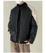 Full Zip Color Block Leather Jacket