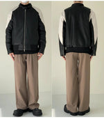 Full Zip Color Block Leather Jacket