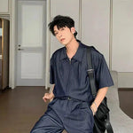 Full Zip Short Sleeve Shirt & Wide Leg Pants