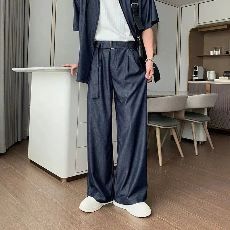 Full Zip Short Sleeve Shirt & Wide Leg Pants