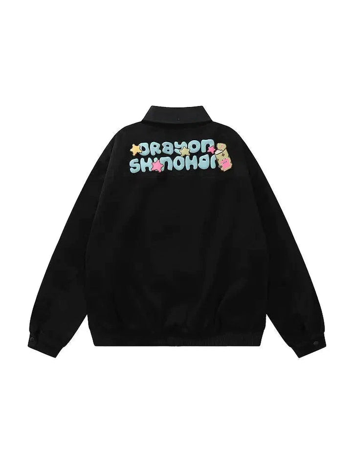 Fun Cartoon Printed Lapel Jacket