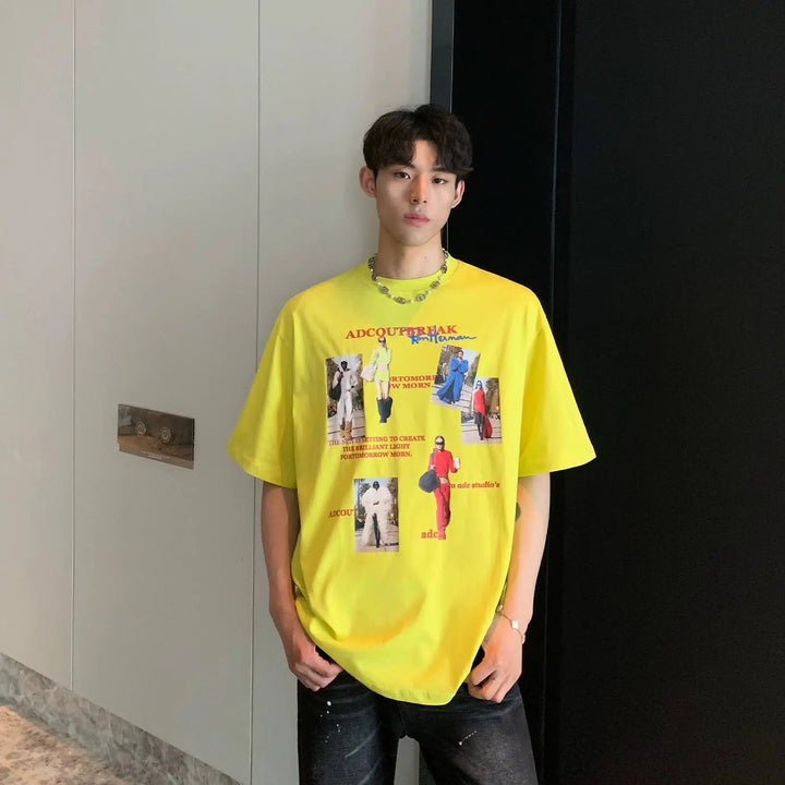 Fun Portrait Print Crew Neck T-shirt