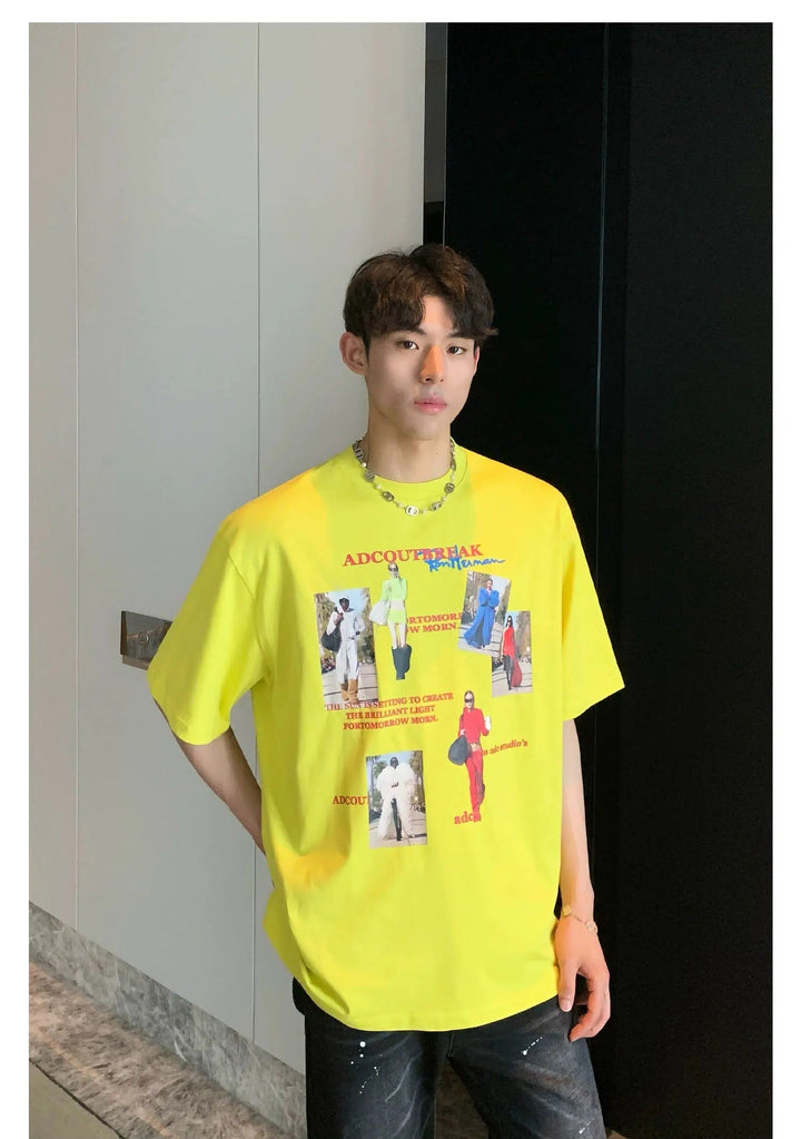 Fun Portrait Print Crew Neck T-shirt