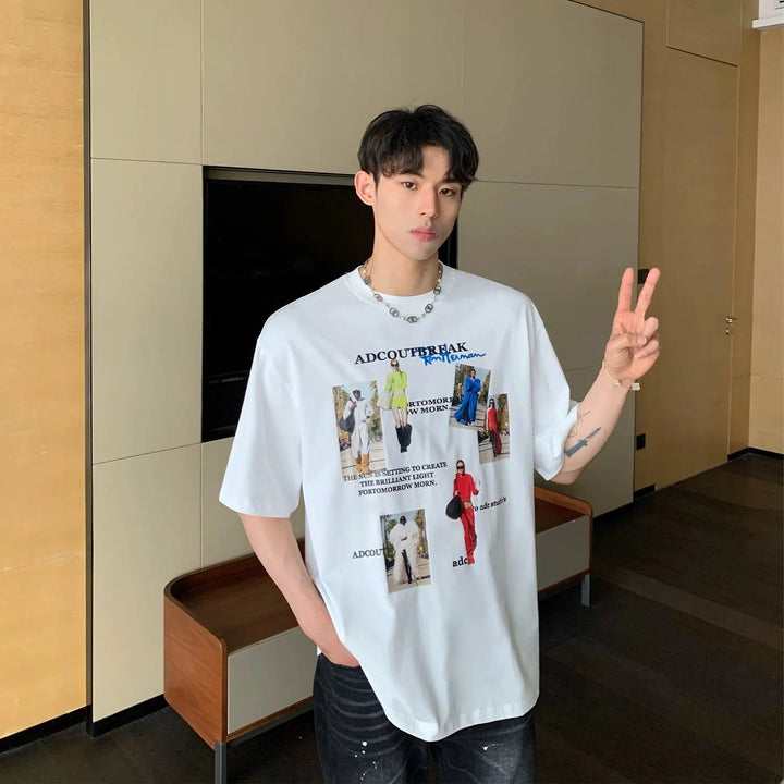 Fun Portrait Print Crew Neck T-shirt