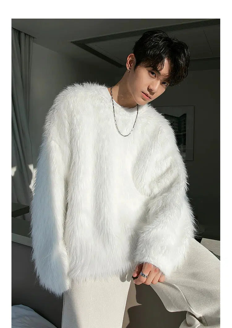 White 2025 fur sweater