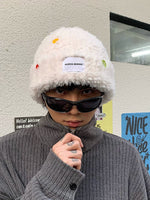 Furry Embroidered Wool Hat