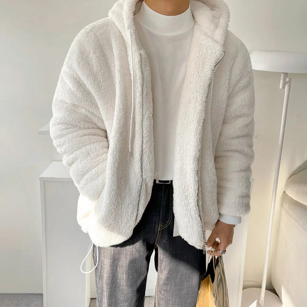 Furry Hooded Sweatshirt Jacket S
