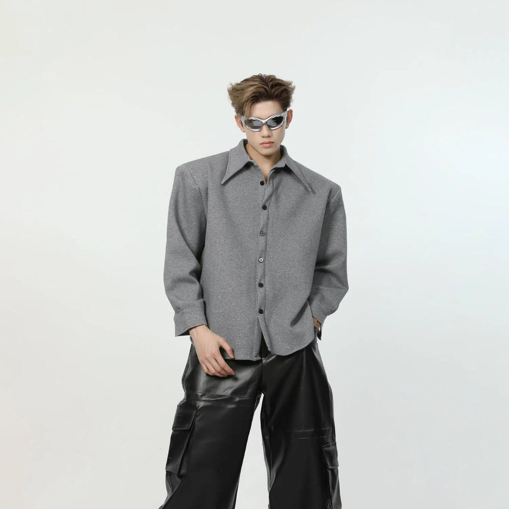 Galaxy Design Oversized Shirt with Shoulder Pads