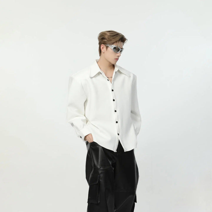 Galaxy Design Oversized Shirt with Shoulder Pads