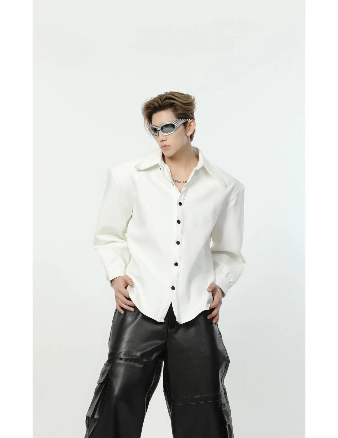 Galaxy Design Oversized Shirt with Shoulder Pads