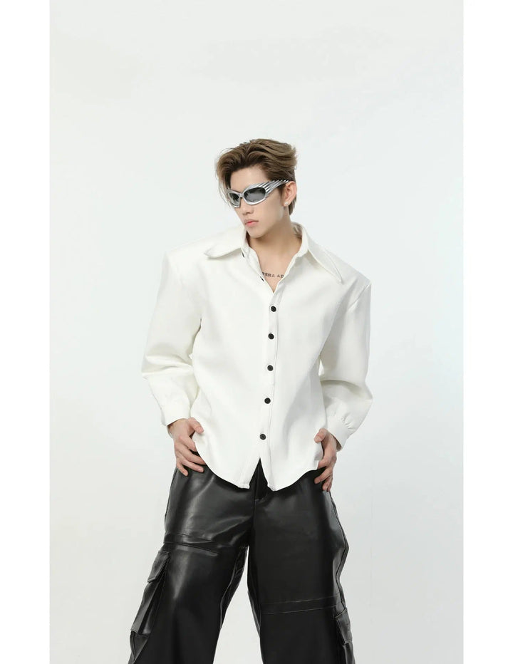 Galaxy Design Oversized Shirt with Shoulder Pads