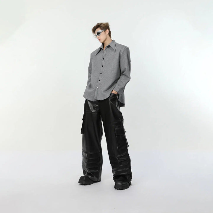 Galaxy Design Oversized Shirt with Shoulder Pads