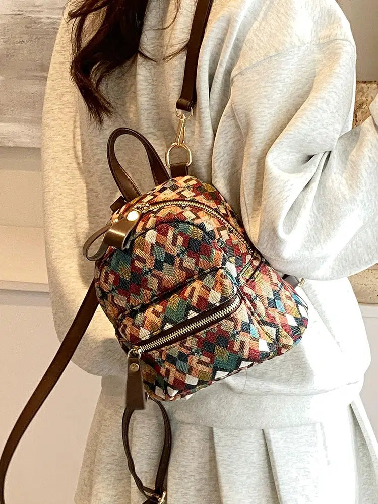 Geometric Pattern Mini Backpack