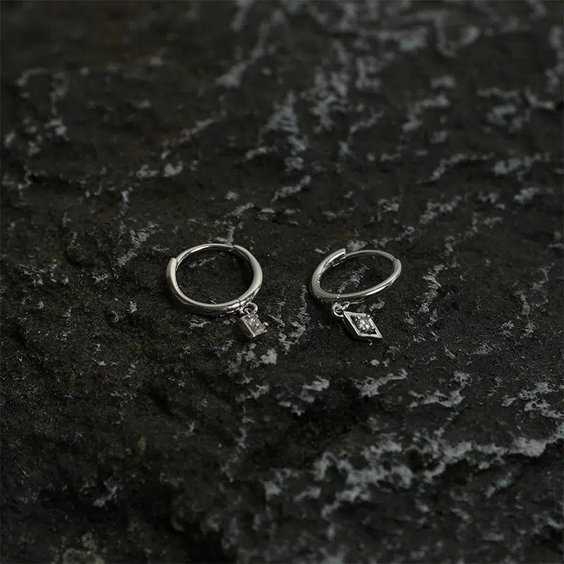 Geometric Pendant Hoop Earrings
