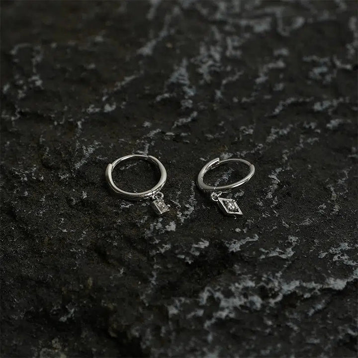 Geometric Pendant Hoop Earrings