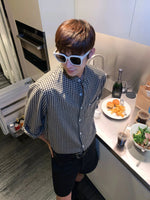 Gingham Plaid Button-Up Shirt