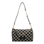 Gold Accents Checkered Shoulder Bag
