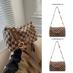 Gold Accents Checkered Shoulder Bag
