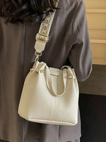 Gold Accents Leather Shoulder Bag