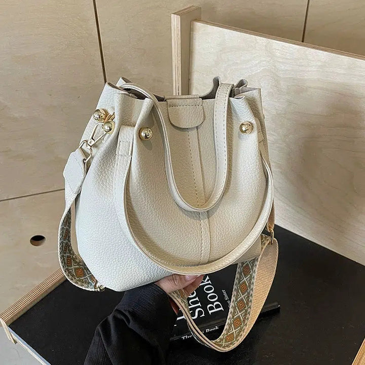 Gold Accents Leather Shoulder Bag