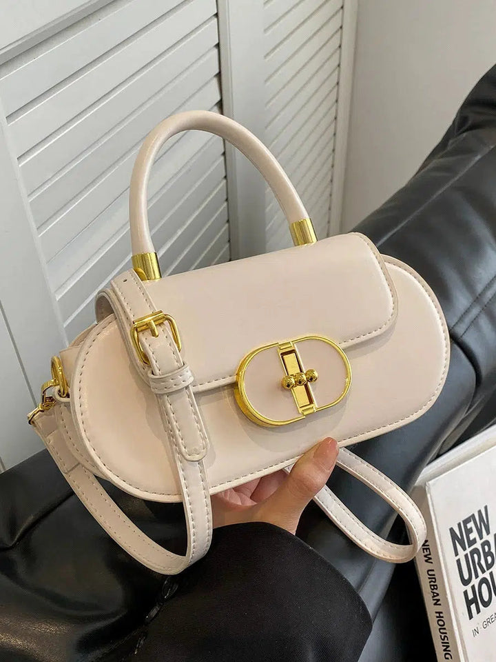 Gold Buckle Leather Shoulder Bag