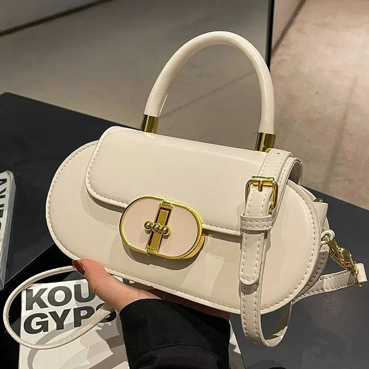 Gold Buckle Leather Shoulder Bag