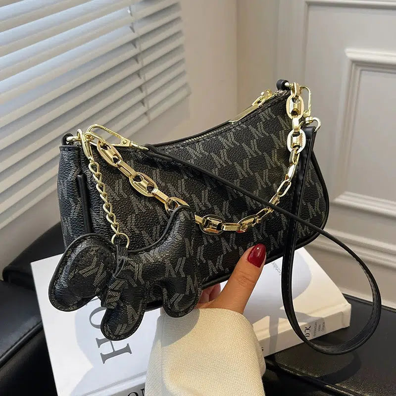 Gold Chain Accent Shoulder Bag