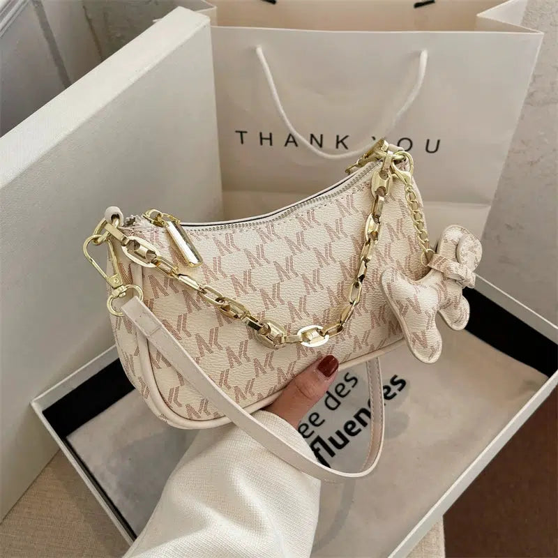 Gold Chain Accent Shoulder Bag