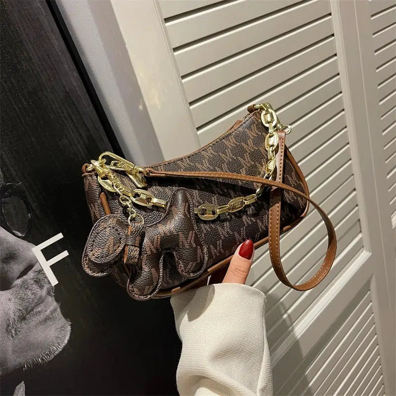 Gold Chain Accent Shoulder Bag