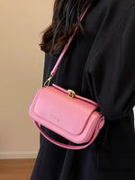 Gold Clasp Leather Handbag