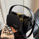 Gold Clasp Leather Handbag