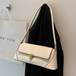 Gold Clasp Leather Shoulder Bag