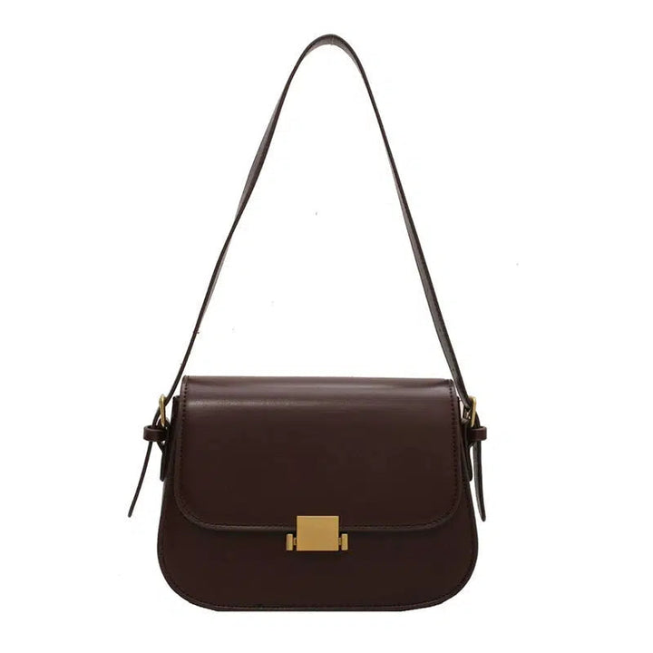 Gold Clasp Leather Shoulder Bag