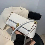 Gold Clasp Leather Shoulder Bag