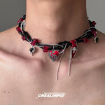 Gothic Heart Pendant Tassel Necklace